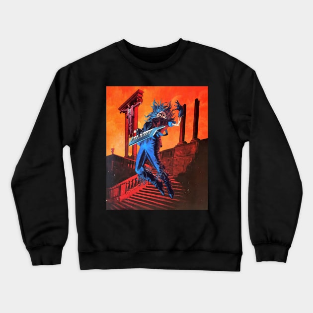 Keytar Hero (orange) Crewneck Sweatshirt by basementgalaxy